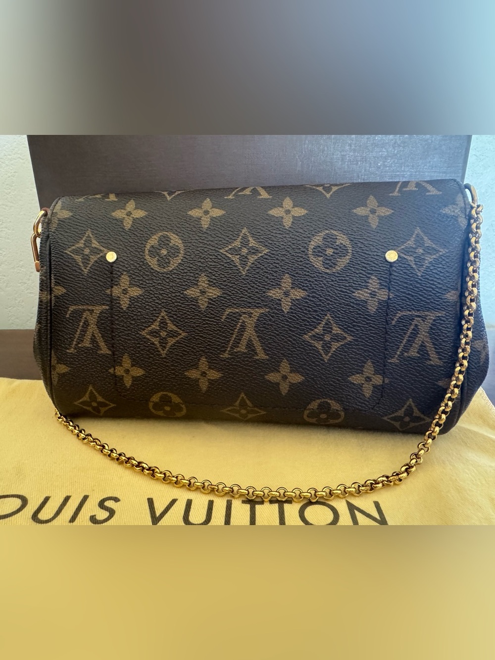 Louis Vuitton Favorite PM Monogram Canvas Brown & Gold Chain Crossbody Bag - Picture 10 of 15